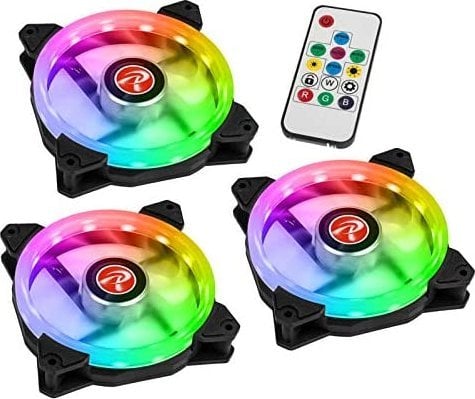 Set 3 ventilatoare Raijintek Iris 12 Rainbow A-RGB LED, Controller - 120mm