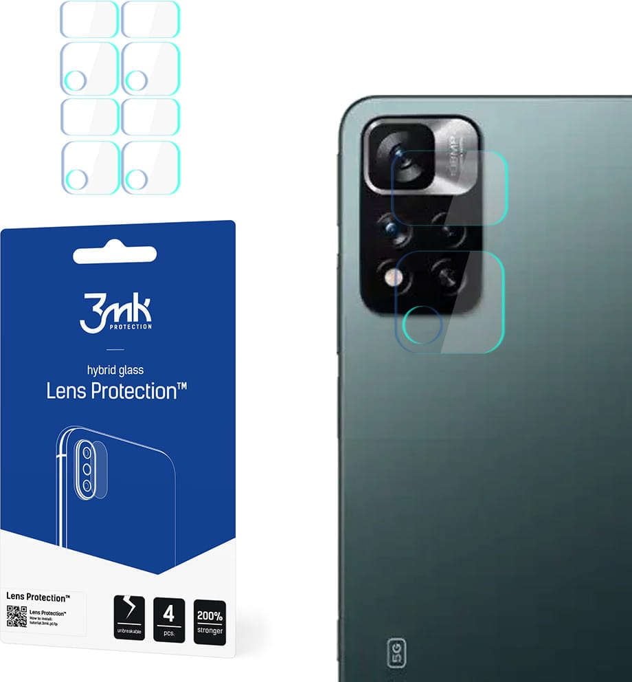 Set 4 folii protectie camera foto 3MK Flexible Glass compatibil cu Xiaomi Redmi Note 11 Pro / 11 Pro 5G