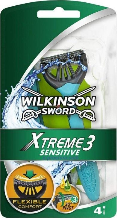 Set 4 lame de ras, Wilkinson, Xtreme 3 Sensitive Comfort, Verde