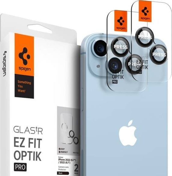 Set 4 protectii sticla camera foto Spigen Optik EZ FIT compatibil cu iPhone 14 / 14 Plus Black