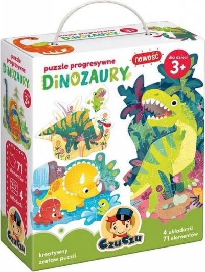 Set 4 puzzle-uri CzuCzu, Dinozauri, 71 Piese, Multicolor