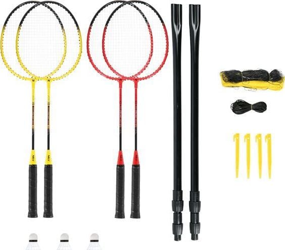 Set 4 rachete badminton Nils, Accesorii, Otel, 66 cm, Multicolor