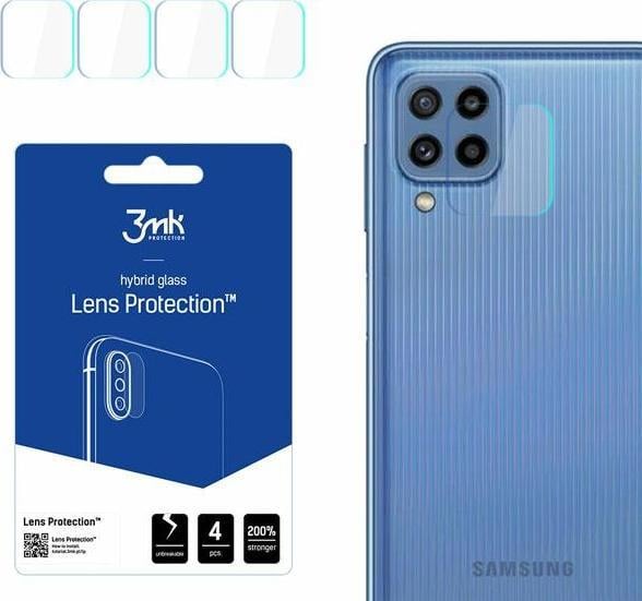 Set 4 x Folie camera 3MK Lens Protection, pentru Samsung Galaxy M23 5G, Structura hibrida, 7H, 0.3 mm, Transparent