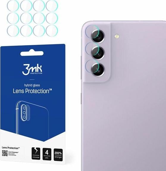 Set 4 x Folie camera 3MK Lens Protection, pentru Samsung Galaxy S21 FE, Structura hibrida, 7H, 0.3 mm, Transparent