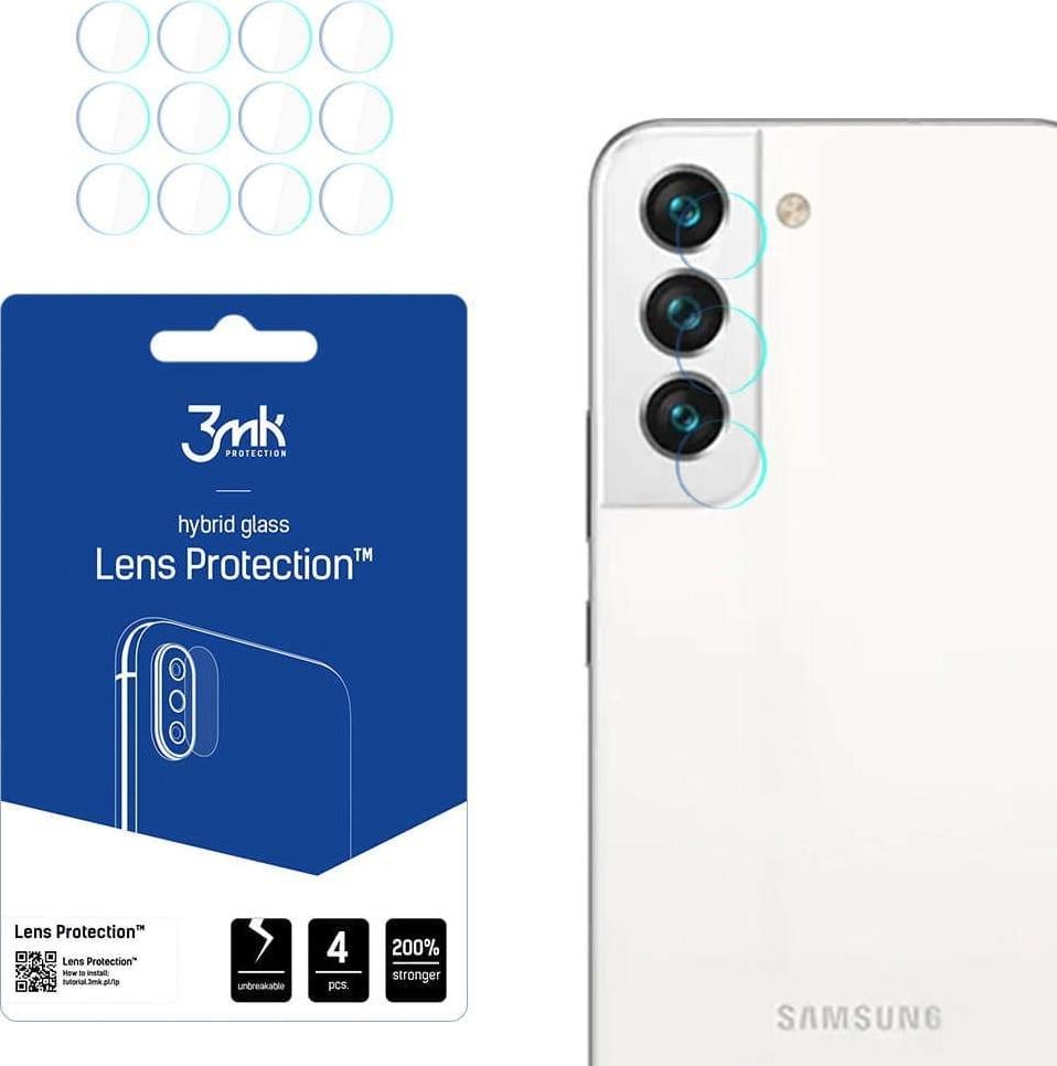 Set 4 x Folie camera 3MK Lens Protection, pentru Samsung Galaxy S22, Structura hibrida, 7H, 0.3 mm, Transparent