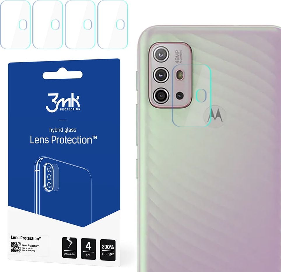 Set 4xFolie Protectie Sticla Flexibila 3MK pentru Camera Motorola Moto G10, Structura Incasabila, 7H, 0.2 mm
