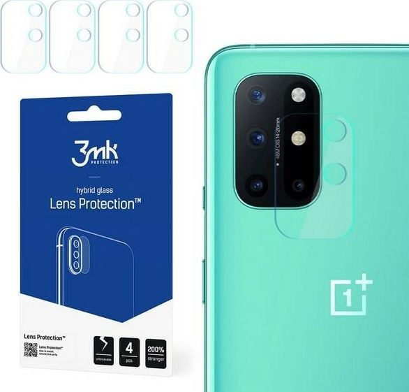 Set 4xFolie Protectie Sticla Flexibila 3MK pentru Camera OnePlus 8T, Structura Incasabila, 7H, 0.2 mm