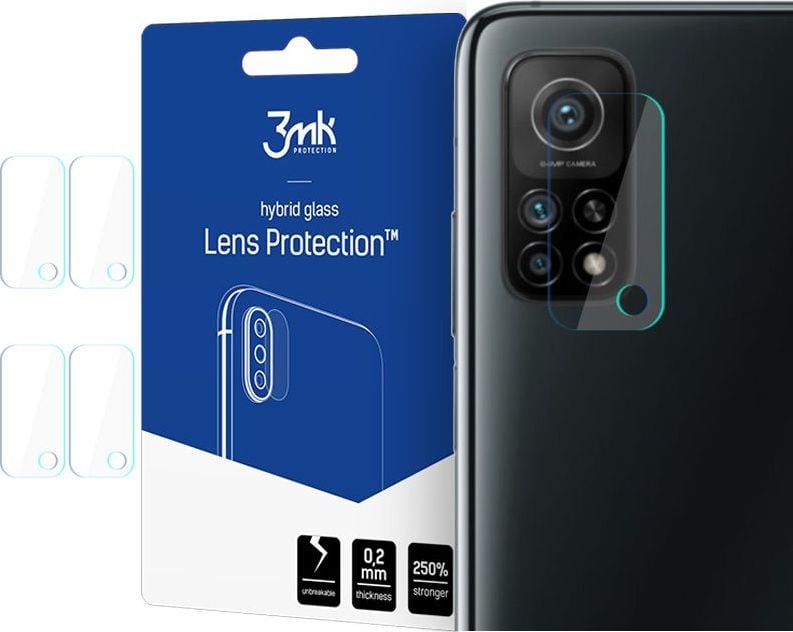 Set 4xFolie Protectie Sticla Flexibila 3MK pentru Camera Xiaomi Mi 10T 5G / Mi 10T Pro 5G, Structura Incasabila, 7H, 0.2 mm