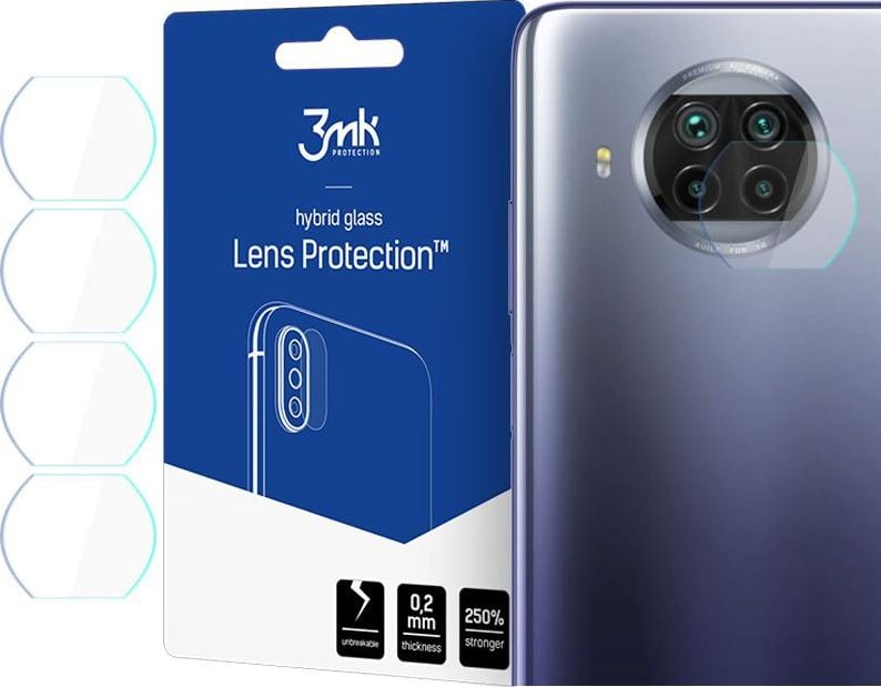 Set 4xFolie Protectie Sticla Flexibila 3MK pentru Camera Xiaomi Mi 10T Lite 5G, Structura Incasabila, 7H, 0.2 mm