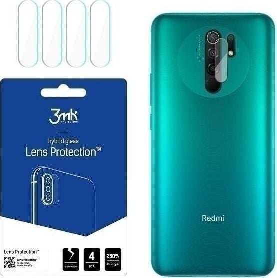 Set 4xFolie Protectie Sticla Flexibila 3MK pentru Camera Xiaomi Redmi 9, Structura Incasabila, 7H, 0.2 mm