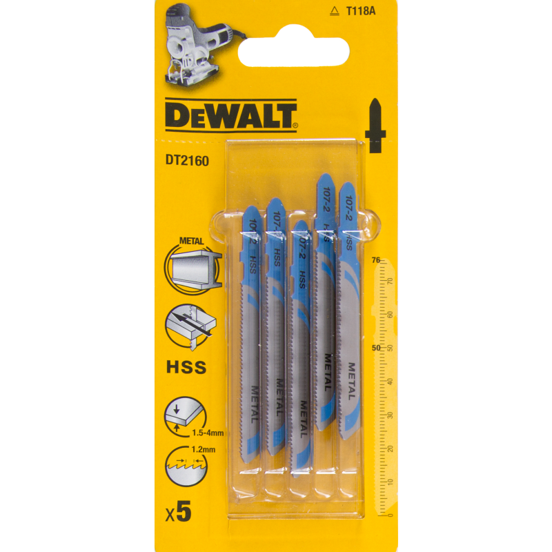 Set 5 panze HSS pentru metal DeWALT DT2160-QZ, fierastrau pendular, 76 mm