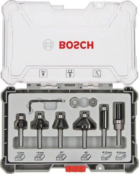 Set 6 freze de profilat canturi Bosch Professional, frezare coplanara si refecare, tija 8mm