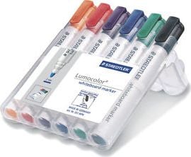 Set 6 Markere pentru Whiteboard STAEDTLER Lumocolor 351WP6, Multicolor, Varf Rotund 2 mm, DrySafe