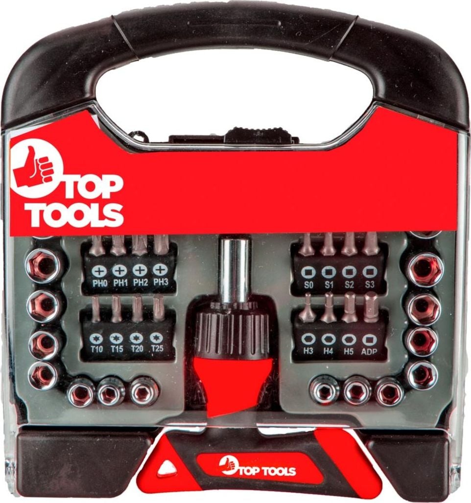 Set biti surubelnita si tubulare 44 buc, TOP TOOLS 39D200