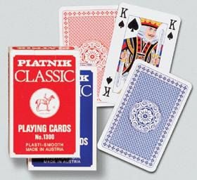 Set carti de joc Piatnik `CLASSIC`, 2 pachete a 55 de carti, unul rosu, celalalt albastru, fabricate in Austria