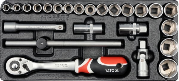 Set chei tubulare si accesorii 1/2 pentru dulap Yato YT-5537, 24 buc