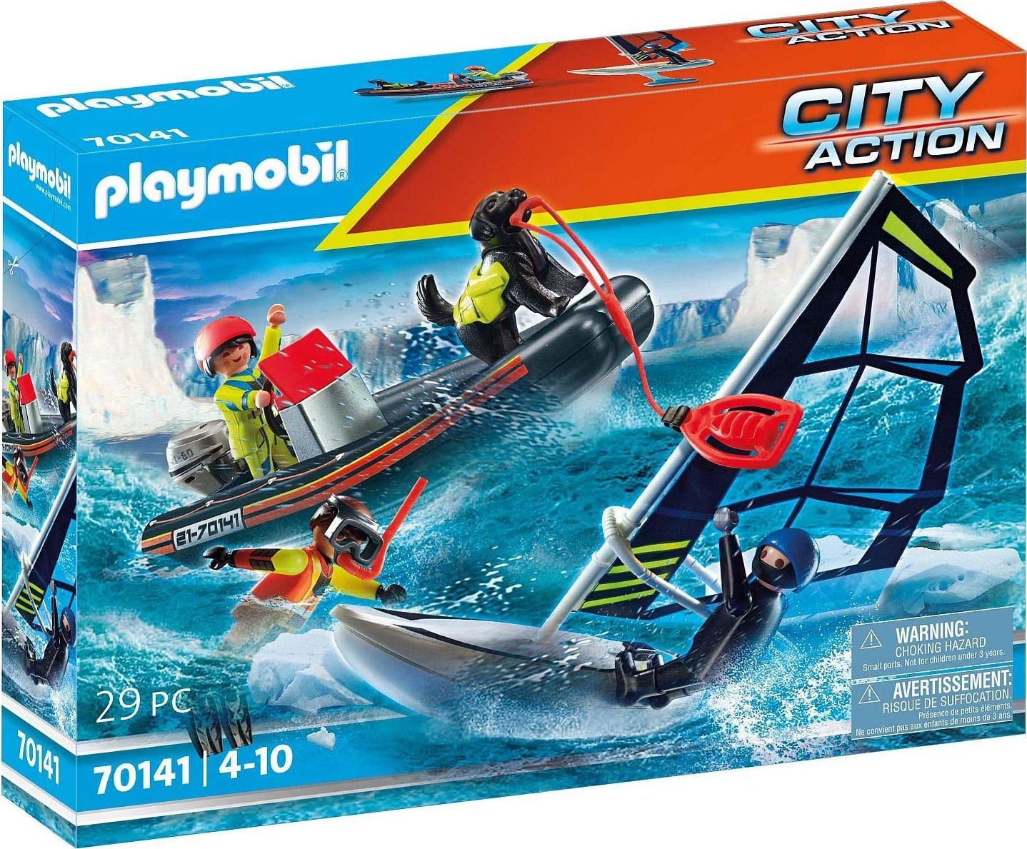 Set constructie Playmobil City Action, Garda de Coasta, Barca gonflabila