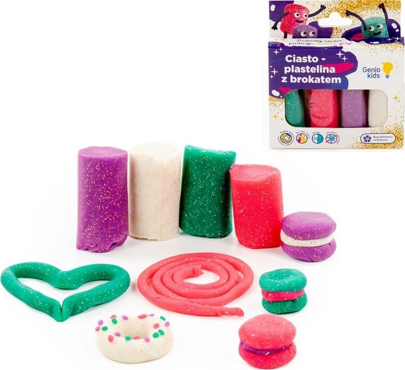 Set copii Wader Polesie - aluat plastic Aluat-Plastilina 4 culori cu sclipici