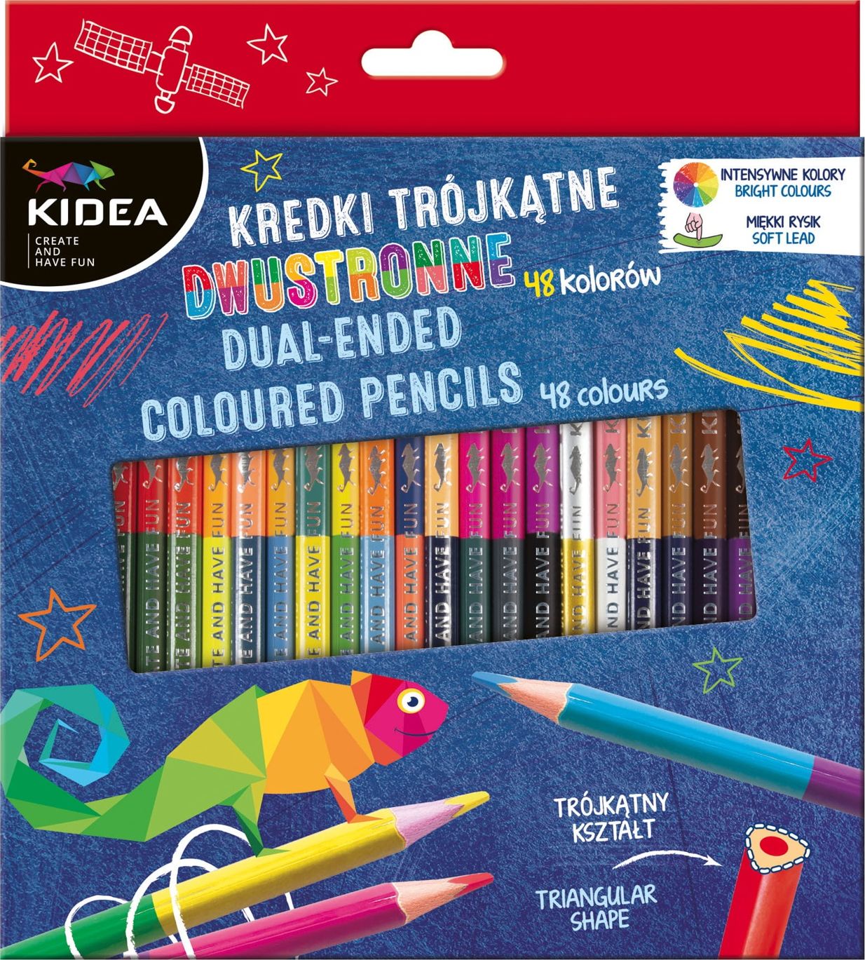 Set creioane, KIDEA, coloare, 24 bucati cu 48 culori