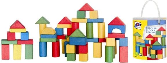 Set cuburi de constructie din lemn - 100 piese