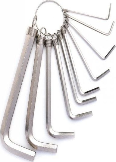 Set de 10 chei hexagonale tip imbus 1,5-10 mm Deli Tools EDL3100, Argintiu