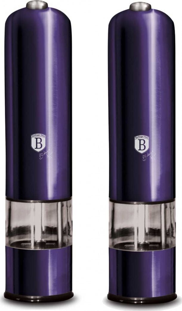 Set de 2 piese rasnite electrice de sare si piper Berlinger Haus BH-9289,culoare purple