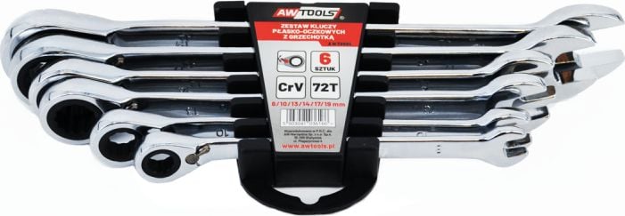 Set de 6 chei combinate cu clichet AWTools 8-19 mm (AW39995)