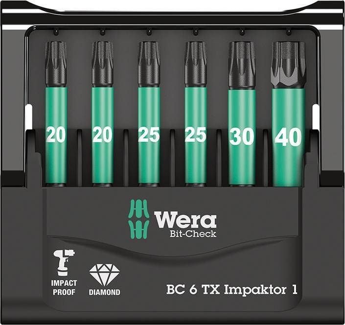 Set de biti Bit-Check 6 TX Impaktor 1, 6 bucati, Wera