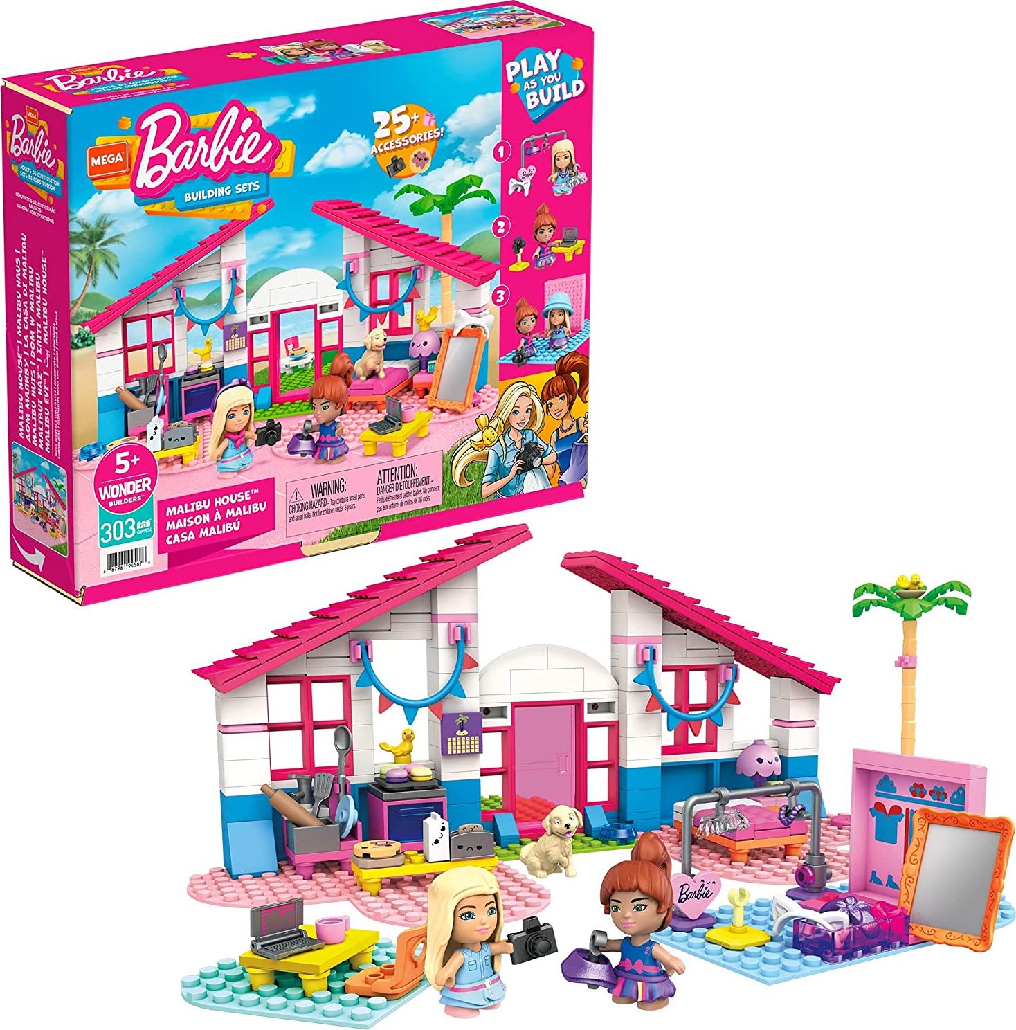 Set de constructie casa Barbie, Fisher Price, 300 piese