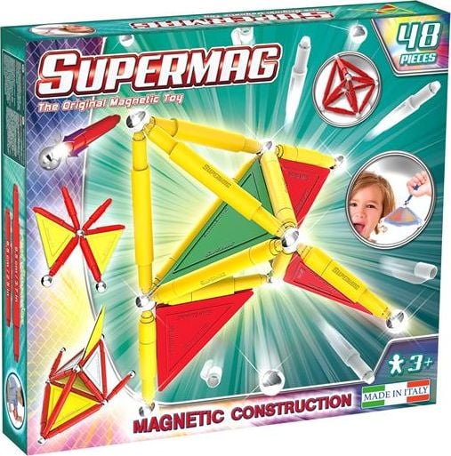 Set de constructie magnetic Supermag, Primary, 48 piese