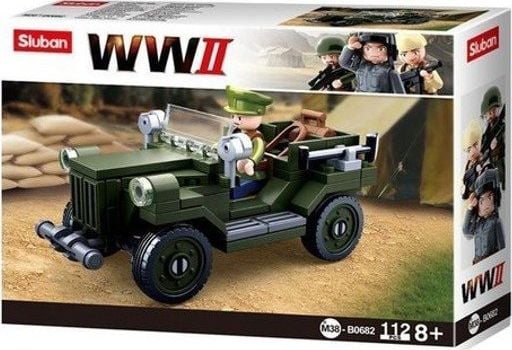 Set de constructie vehicul militar, Sluban, 112 piese, Multicolor