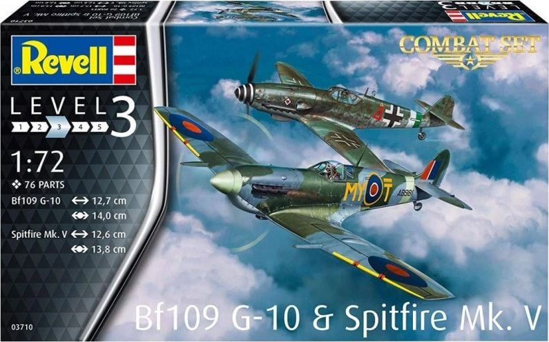 Set Figurine Kit de Asamblare Messerschmitt Bf109G-10 & Spitfire Mk.V (1:72)