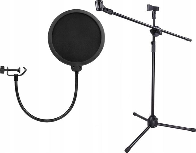 Microfoane - Set Filtru pop + Stativ pentru microfon XREC, 200 cm, Negru