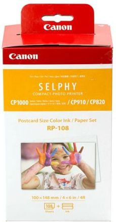 Set hartie foto si cartus Canon RP-108 pentru Canon Selphy: CP820, CP910, CP1000, CP1200, produs similar cu KP-108IN