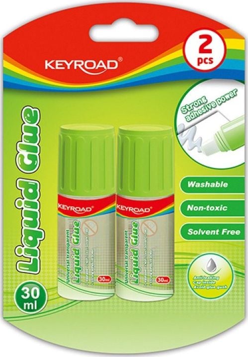 Adezivi si benzi adezive - Set lipici lichid, Keyroad, Nontoxic, 2X30ml, Transparent