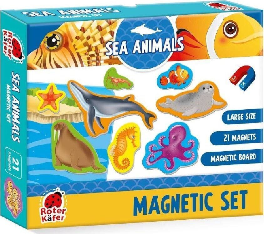 Set magnetic Animale Marine cu Plansa magnetica inclusa, 21 piese, Roter Kafer