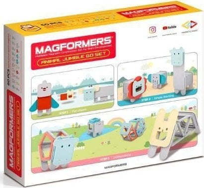 Set magnetic de construit, Magformers, 60 elemente, Multicolor