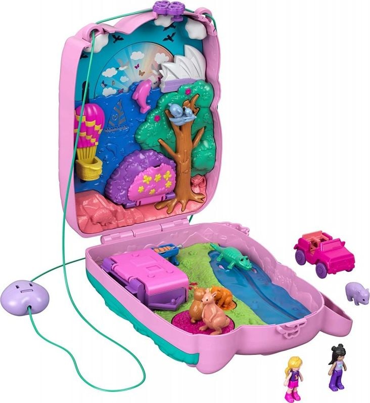 Set Mattel cu figurine Polly Pocket, Set de joaca compact pentru genti de mana