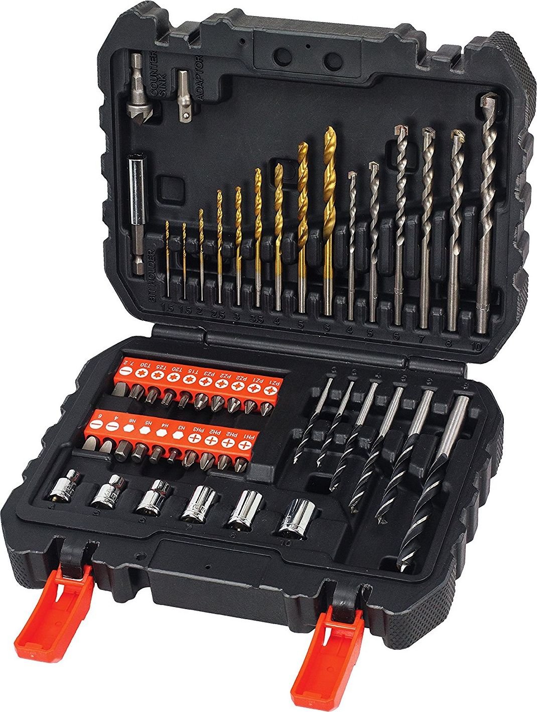 Set Mixt Biti si Burghie 50 Piese, A7188, Black &amp; Decker,Burghie Zidarie,Metal,Lemn