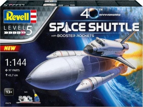 Set model de asamblat Revell nava spatiala Space Shuttle & Booster Rockets 40th Anniversary