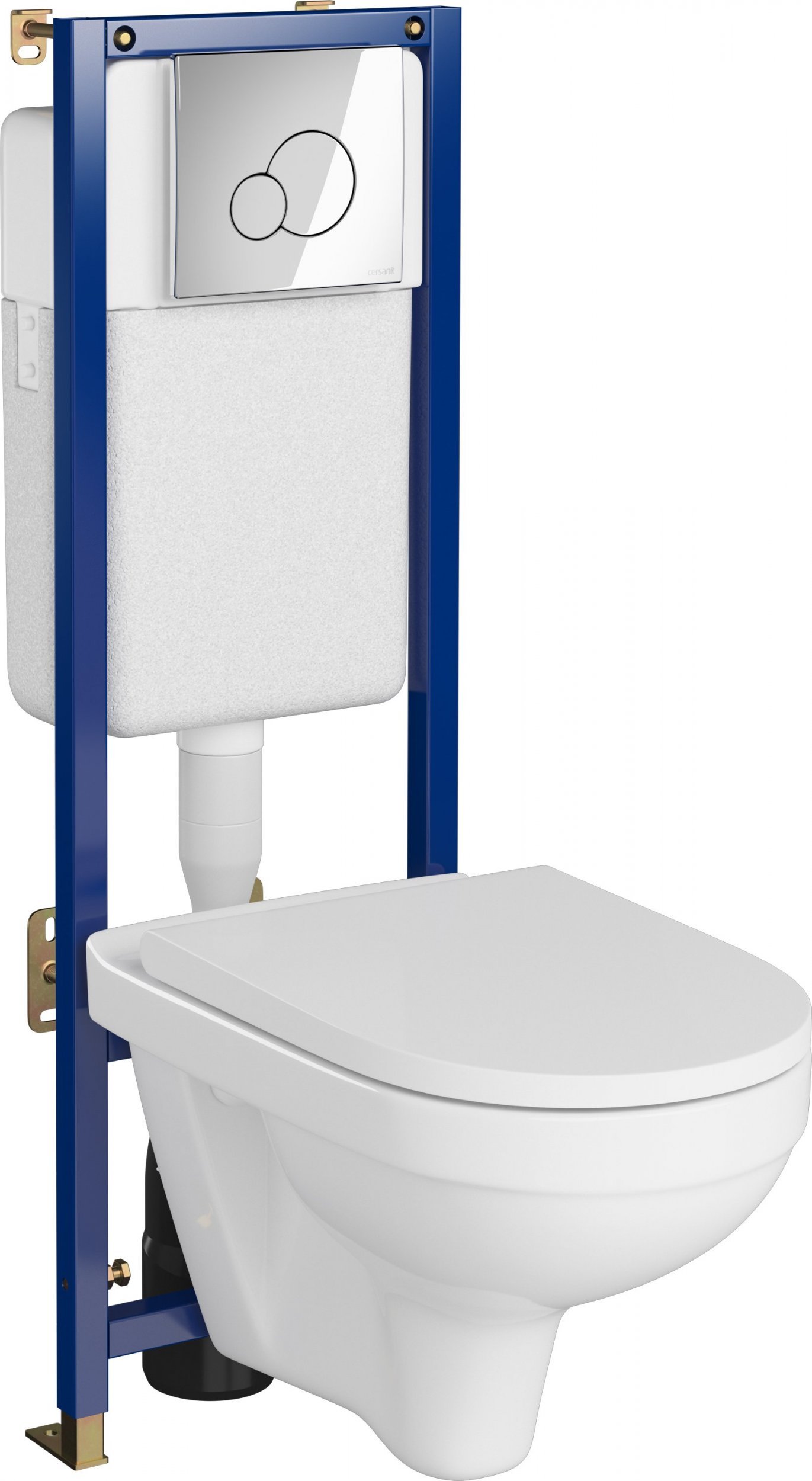 Set montaj Cersanit Tech Line Cadru de bază + bol ZIP SimpleOn + scaun toaletă cu închidere ușoară + roată cu butoane crom lucios B680 (S701-690)