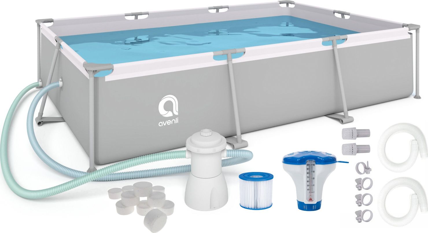 Set piscina dreptunghiulara cu filtru, Avenli, PVC, 3701 l, 300x207x65 cm