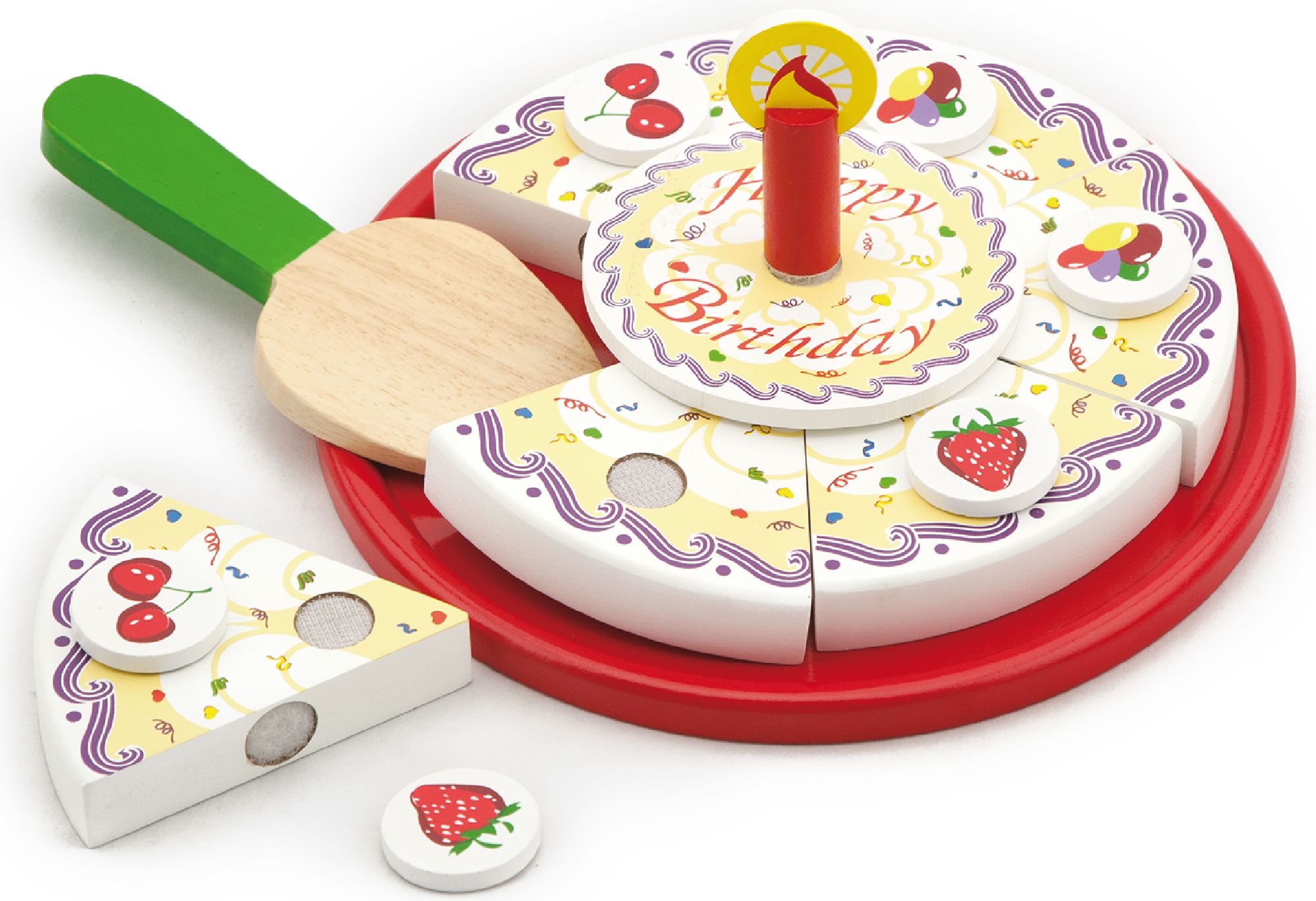 Set prajitura de jucarie pentru copii, Viga Toys, Birthday Cake, 230 x 35 mm, + 18 luni