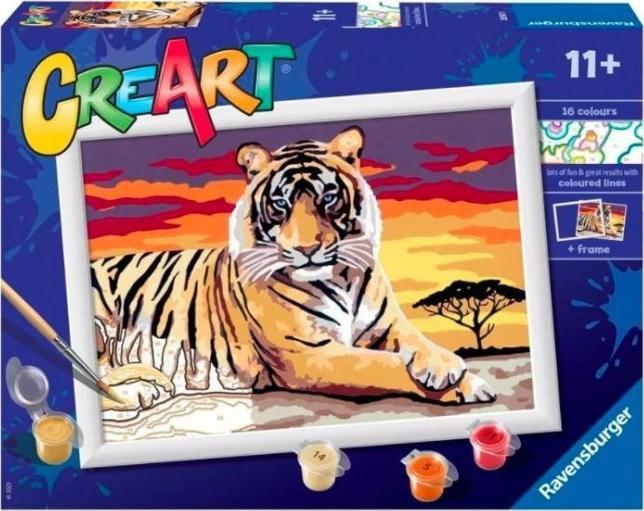 Set Ravensburger Creart, pictura pe numere - Tigru, 18x24 cm