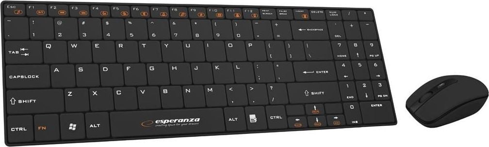 Set tastatura + mouse optic wireless Esperanza Liberty, 99 taste, DPI reglabil, ultra slim, negru