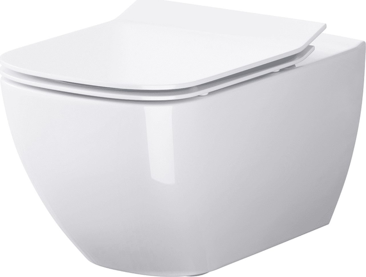 Set vas WC suspendat Cersanit Virgo B245, S701-427, Clean ON, cu capac duroplast, inchidere lenta