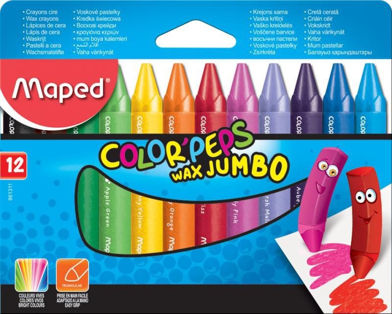 Sfeșnic creioane colorate jumbo Colorpeps 12 culori (206032)