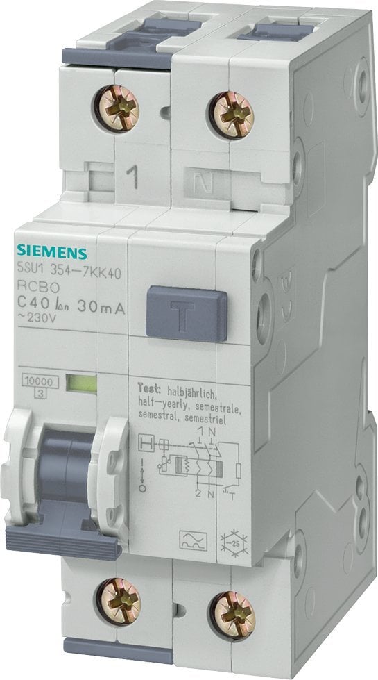 Siemens întrerupător combinat RCBO tipA 30mA 10kA 1+N C16A 5SU1354-7KK16