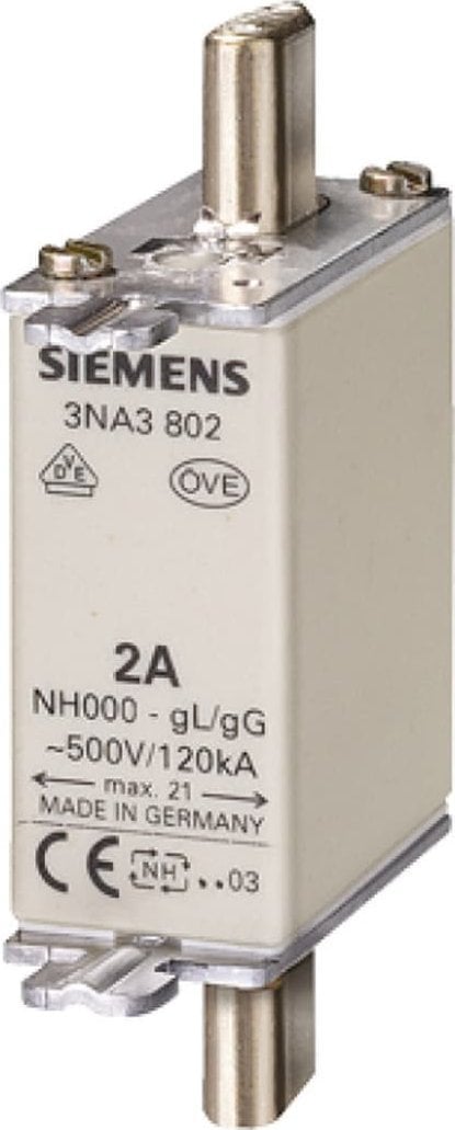 Siemens NH000 fuzibilă 80A gG 500V versiune standard robinete neizolate 3NA3824