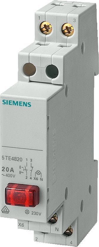 Buton modular Siemens 20A 1NO 1R roșu cu lampă 230V mono/bistabil comutabil 5TE4820